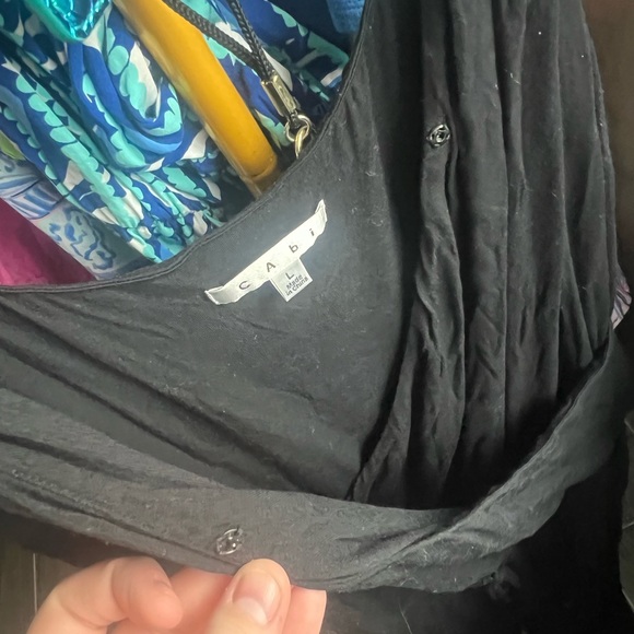 Black Cabi snap top tie waist jumpsuit, L. So soft!! - Picture 2 of 5